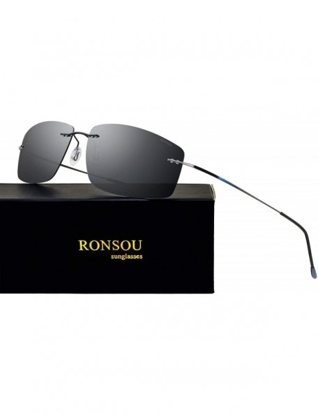 Rimless Ultra-light Titanium Rimless Polarized Aviator Sunglasses for Men (Driving Outdoor Special) - CB18MHO22DC $12.21