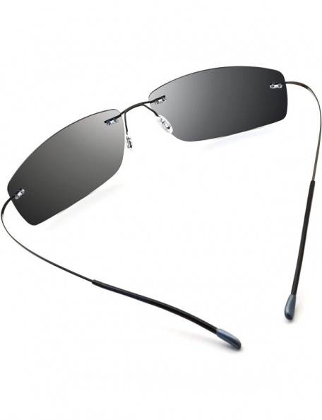 Rimless Ultra-light Titanium Rimless Polarized Aviator Sunglasses for Men (Driving Outdoor Special) - CB18MHO22DC $12.21