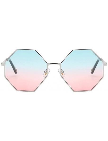 Oversized Women Oversized Polygon Sunglasses Sun Glasses Vintage Fashion Female Metal Frame Square Eyewear - CM190360WG8 $10.57