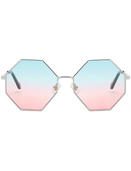 Oversized Women Oversized Polygon Sunglasses Sun Glasses Vintage Fashion Female Metal Frame Square Eyewear - CM190360WG8 $10.57