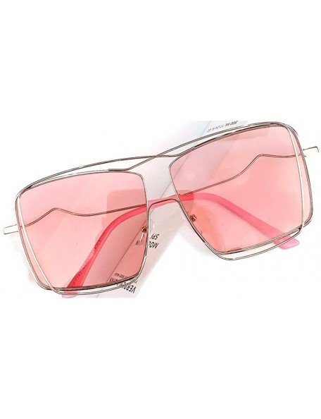 Square Square big frame fashion retro unisex concave shape brand designer sunglasses - Pink - CN18Y7TEZ2I $17.92