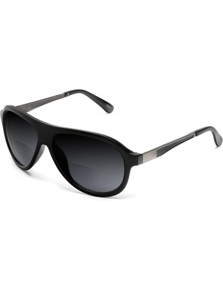 Aviator Bifocal Readers Pilot Military Cool Factor Sun-shade Sunglasses - Black - C6189ANCO6Y $24.64