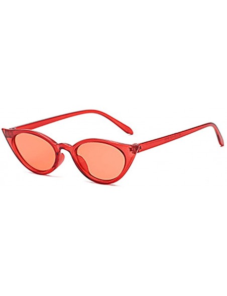 Cat Eye Men and women Cat's eye Fashion Small frame Sunglasses Retro glasses - Red - CN18LL0SAOE $9.35