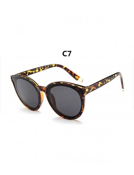 Round Colour Luxury Top Fashion Cat Eye Glasses Sunglasses Women Blue Sea Sun Oculos De Sol UV400 - C7 - CO197Y75T44 $18.15