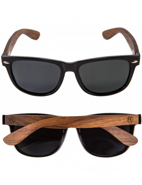 Wayfarer Men Polarized Wood Sunglasses HD UV400 Driving Fishing Golf Sunglasses B2448 - Walnut Wood - CH18SQ7KNL2 $16.78