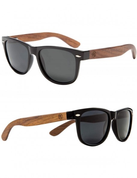 Wayfarer Men Polarized Wood Sunglasses HD UV400 Driving Fishing Golf Sunglasses B2448 - Walnut Wood - CH18SQ7KNL2 $16.78