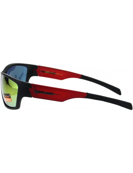Oval Mens Xloop Sports Sunglasses Rubber End Wrap Around Comfort Shades - Black Red - CL18K68SSW2 $9.77