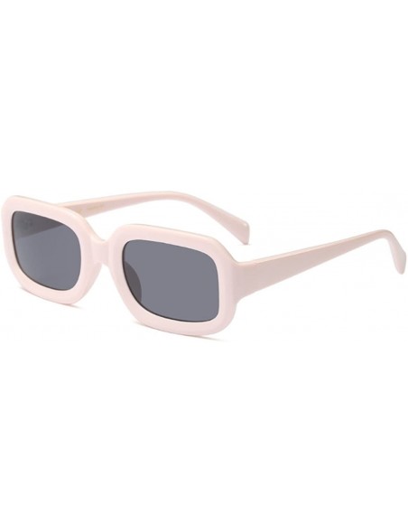 Oval Men women Vintage Retro Rectangle sunglasses Neutral Colored Lens 50mm - Pink - CL18DUIG6ZC $12.69