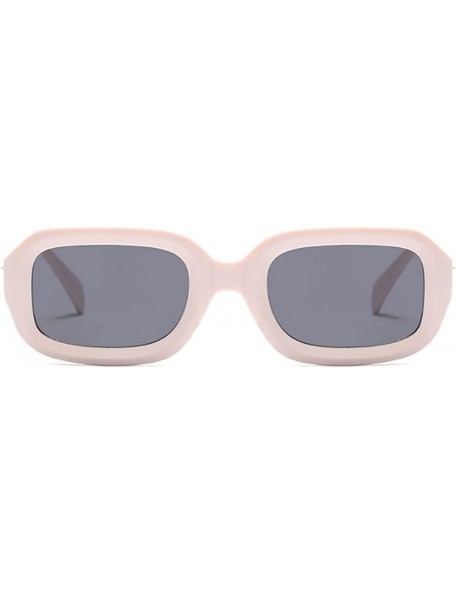 Oval Men women Vintage Retro Rectangle sunglasses Neutral Colored Lens 50mm - Pink - CL18DUIG6ZC $12.69