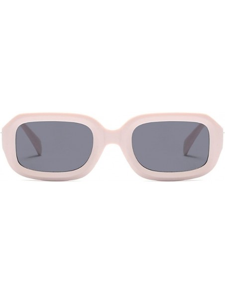 Oval Men women Vintage Retro Rectangle sunglasses Neutral Colored Lens 50mm - Pink - CL18DUIG6ZC $12.69