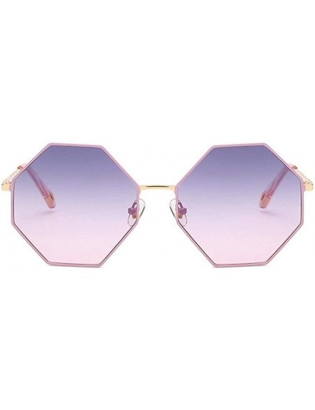 Oversized Women Oversized Polygon Sunglasses Sun Glasses Vintage Fashion Female Metal Frame Square Eyewear - CM190360WG8 $10.57