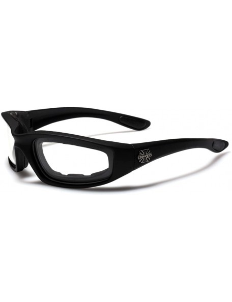 Goggle Padded Bikers Sport Sunglasses Offered in Variety of Colors - Black - Clear - CR11P3RN829 $8.48