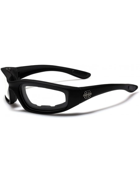 Goggle Padded Bikers Sport Sunglasses Offered in Variety of Colors - Black - Clear - CR11P3RN829 $8.48