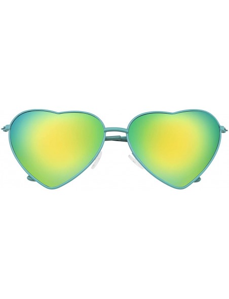 Rimless Womens Metal Heart Frame Mirror Lens Cupid Heart shape Sunglasses - Green - CQ12O70T3X3 $9.68