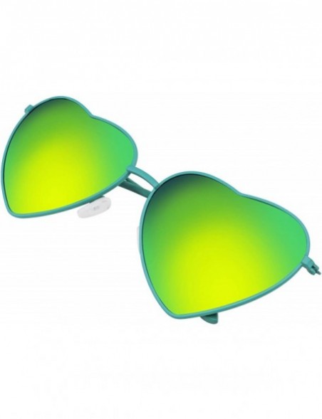 Rimless Womens Metal Heart Frame Mirror Lens Cupid Heart shape Sunglasses - Green - CQ12O70T3X3 $9.68