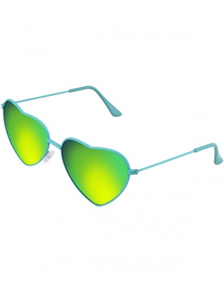 Rimless Womens Metal Heart Frame Mirror Lens Cupid Heart shape Sunglasses - Green - CQ12O70T3X3 $9.68