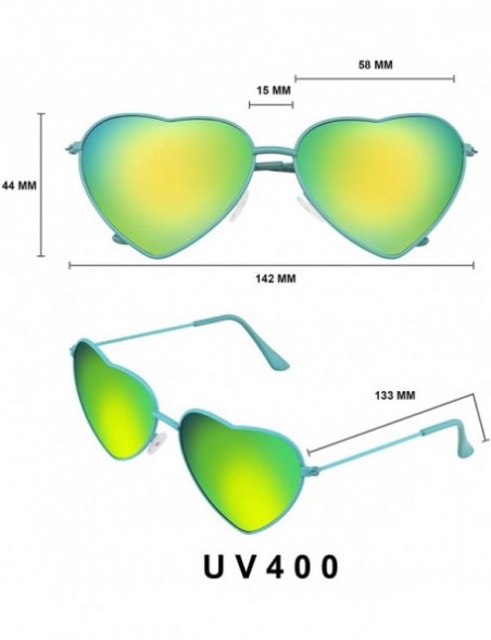 Rimless Womens Metal Heart Frame Mirror Lens Cupid Heart shape Sunglasses - Green - CQ12O70T3X3 $9.68