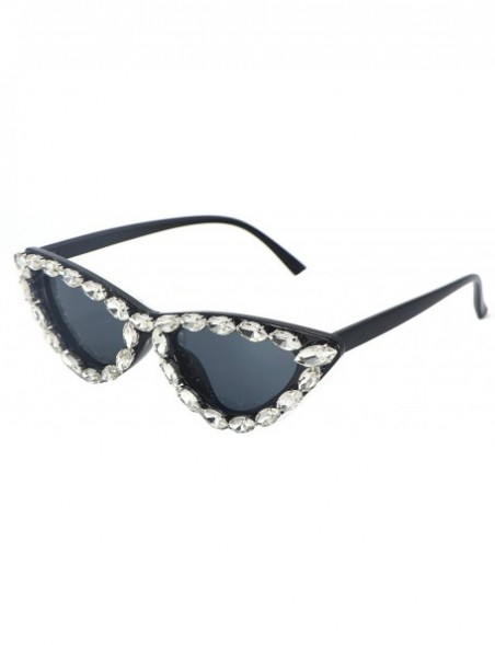 Cat Eye Cat Eye Sunglasses for Women Narrow Pointed Rhinestone Bling Sun Glasses - CF196LX7754 $13.74