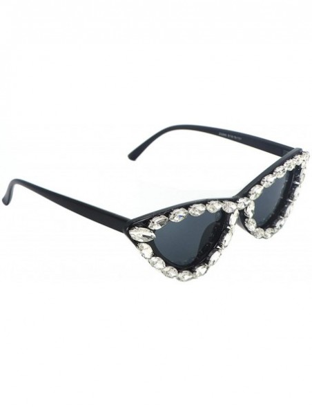 Cat Eye Cat Eye Sunglasses for Women Narrow Pointed Rhinestone Bling Sun Glasses - CF196LX7754 $13.74