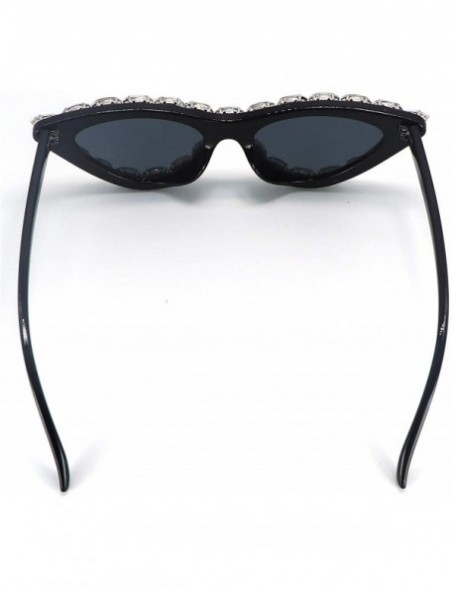 Cat Eye Cat Eye Sunglasses for Women Narrow Pointed Rhinestone Bling Sun Glasses - CF196LX7754 $13.74