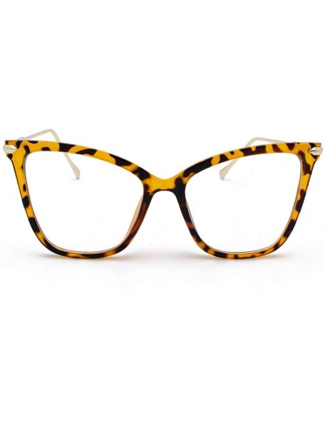 Aviator Lightweight Cat Eye Glasses for Women - Design Leopard Eyeglasses Big Frame Non Prescription Eyewear - Yellow - CY196...