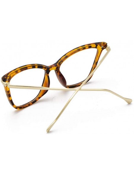 Aviator Lightweight Cat Eye Glasses for Women - Design Leopard Eyeglasses Big Frame Non Prescription Eyewear - Yellow - CY196...