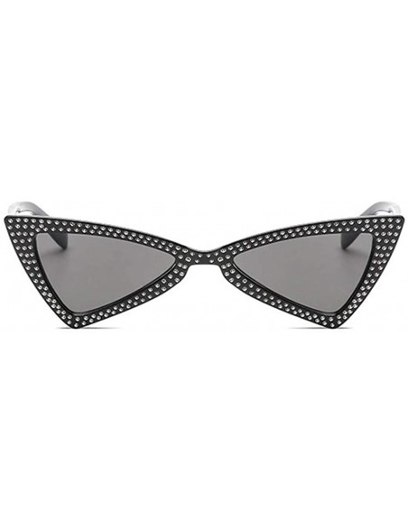Butterfly Triangle Sunglasses Women Sunshade Rhinestone Butterfly Frame Cat Eye Sun Glasses Female Black Eyewear UV400 - CI19...