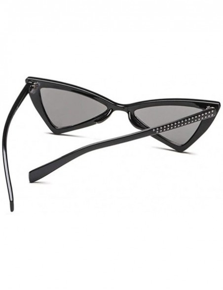 Butterfly Triangle Sunglasses Women Sunshade Rhinestone Butterfly Frame Cat Eye Sun Glasses Female Black Eyewear UV400 - CI19...