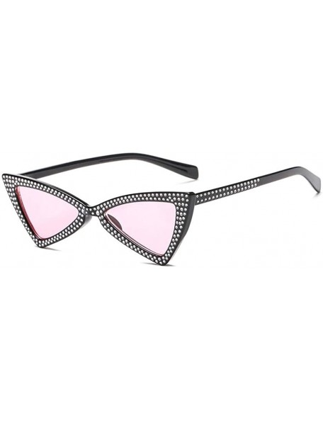 Butterfly Triangle Sunglasses Women Sunshade Rhinestone Butterfly Frame Cat Eye Sun Glasses Female Black Eyewear UV400 - CI19...