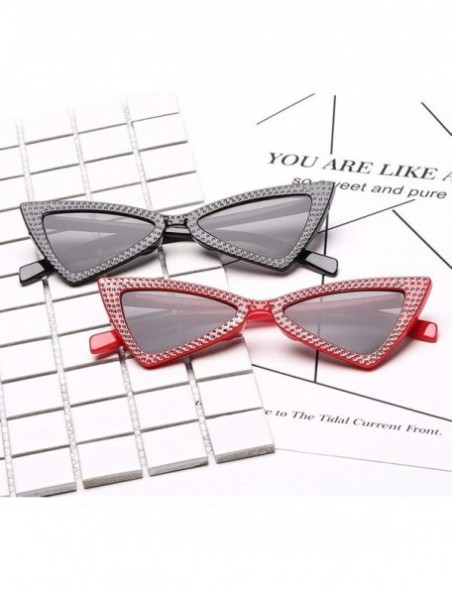 Butterfly Triangle Sunglasses Women Sunshade Rhinestone Butterfly Frame Cat Eye Sun Glasses Female Black Eyewear UV400 - CI19...