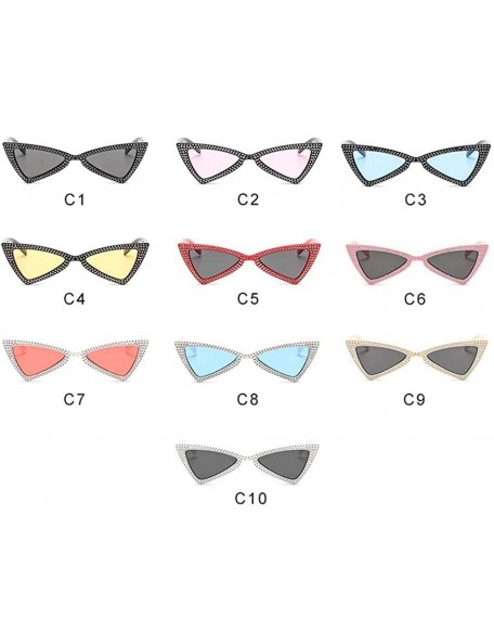 Butterfly Triangle Sunglasses Women Sunshade Rhinestone Butterfly Frame Cat Eye Sun Glasses Female Black Eyewear UV400 - CI19...