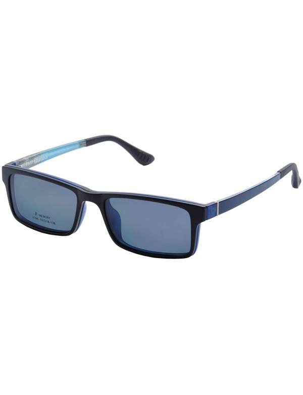 Rectangular Optical Eyeglasses Frames With Magnetic Polarized Sunglasses Clips - C050 - CF12IMP9K9N $19.81