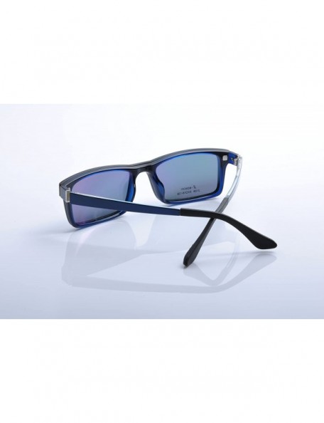 Rectangular Optical Eyeglasses Frames With Magnetic Polarized Sunglasses Clips - C050 - CF12IMP9K9N $19.81