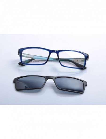 Rectangular Optical Eyeglasses Frames With Magnetic Polarized Sunglasses Clips - C050 - CF12IMP9K9N $19.81