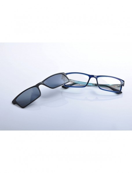 Rectangular Optical Eyeglasses Frames With Magnetic Polarized Sunglasses Clips - C050 - CF12IMP9K9N $19.81