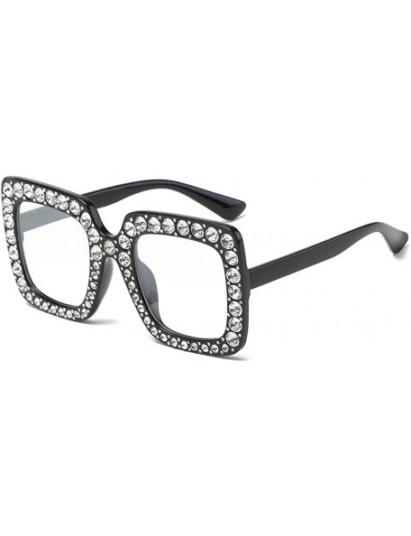 Oversized Crystal Oversized Sunglasses Square Diamond Frame Rhinestone Sunglasses - E - C3199O9TEDS $11.01