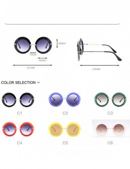 Round Large Circular Round frame Sunglasses trend Sun glasses for Stylish Women UV400 5710 - Blue - CG18AGHGOE0 $8.30