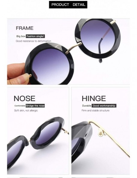 Round Large Circular Round frame Sunglasses trend Sun glasses for Stylish Women UV400 5710 - Blue - CG18AGHGOE0 $8.30