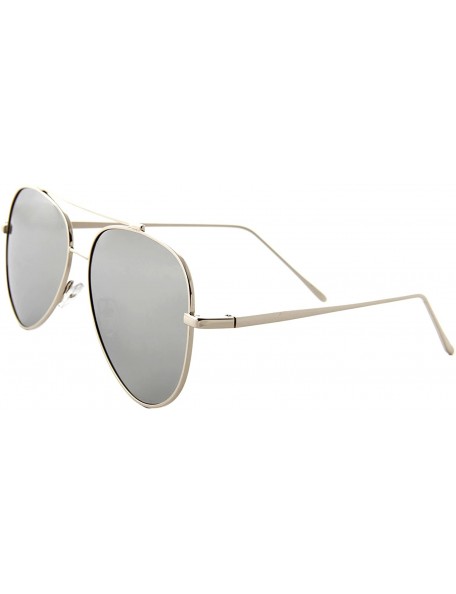 Sport Unisex Sunglasses Metal Double Bridge Frame AVIATOR Polarized UV400 - Silver Metal Frame/ Mirror Silver Lens - CP18GWGR...