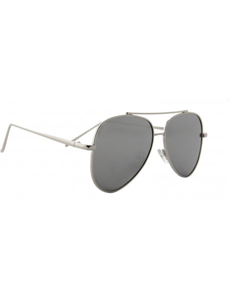 Sport Unisex Sunglasses Metal Double Bridge Frame AVIATOR Polarized UV400 - Silver Metal Frame/ Mirror Silver Lens - CP18GWGR...