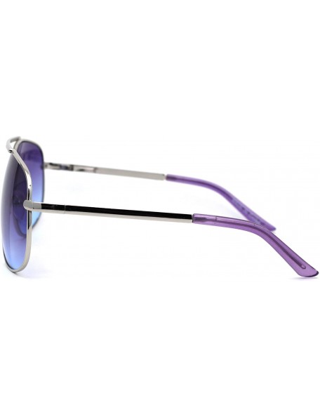 Rectangular Bright Color Lens Oversize Rectangular Pilot Sunglasses - Purple - CZ11EHHLJ95 $10.66