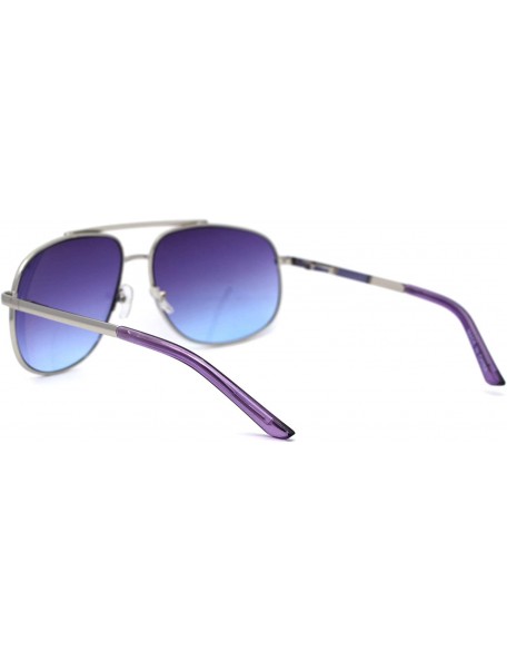 Rectangular Bright Color Lens Oversize Rectangular Pilot Sunglasses - Purple - CZ11EHHLJ95 $10.66