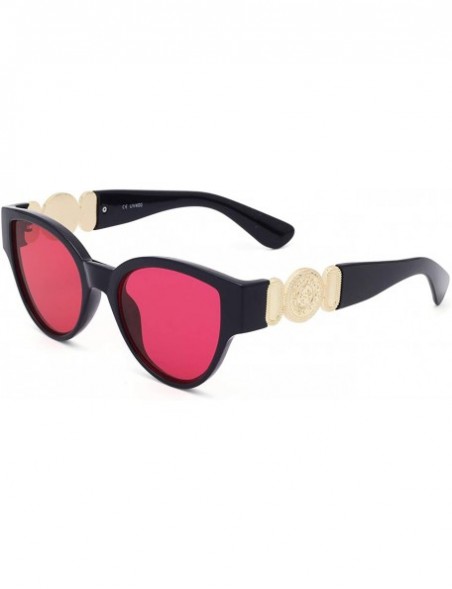 Oversized Retro Cat Eye Sunglasses Hiphop Sun Glasses High Fashion Luxury Gold Millionaire Rapper Swag Glasses - Red 1 - CS18...