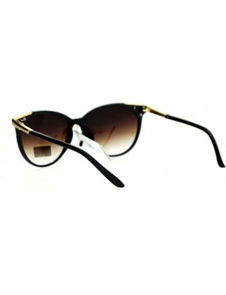 Cat Eye Womens Cat Eye Horn Rim Luxury Designer Fashion Sunglasses - Black Brown Brown - CT12HVJRTPX $12.05