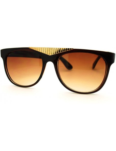 Wayfarer Fancy Gold Triangle Flat Top Sunglasses Hot Celebrity Fashion - Brown - CO11FSFE1T5 $11.53