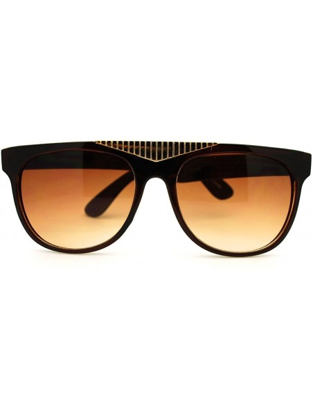 Wayfarer Fancy Gold Triangle Flat Top Sunglasses Hot Celebrity Fashion - Brown - CO11FSFE1T5 $11.53