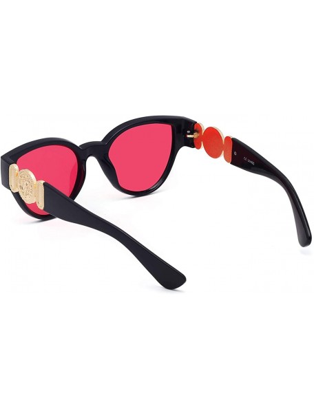 Oversized Retro Cat Eye Sunglasses Hiphop Sun Glasses High Fashion Luxury Gold Millionaire Rapper Swag Glasses - Red 1 - CS18...