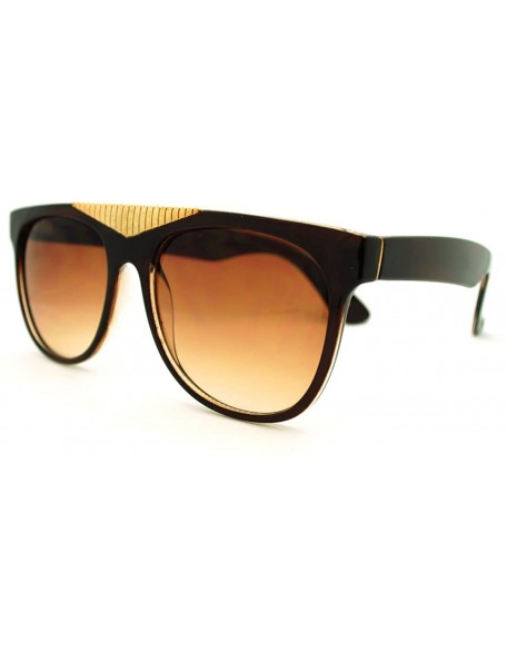 Wayfarer Fancy Gold Triangle Flat Top Sunglasses Hot Celebrity Fashion - Brown - CO11FSFE1T5 $11.53