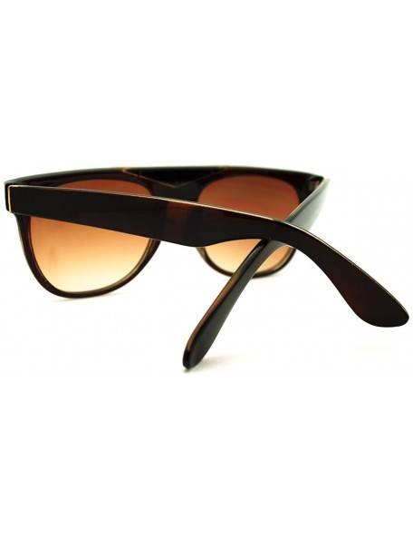 Wayfarer Fancy Gold Triangle Flat Top Sunglasses Hot Celebrity Fashion - Brown - CO11FSFE1T5 $11.53