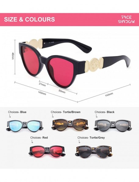Oversized Retro Cat Eye Sunglasses Hiphop Sun Glasses High Fashion Luxury Gold Millionaire Rapper Swag Glasses - Red 1 - CS18...
